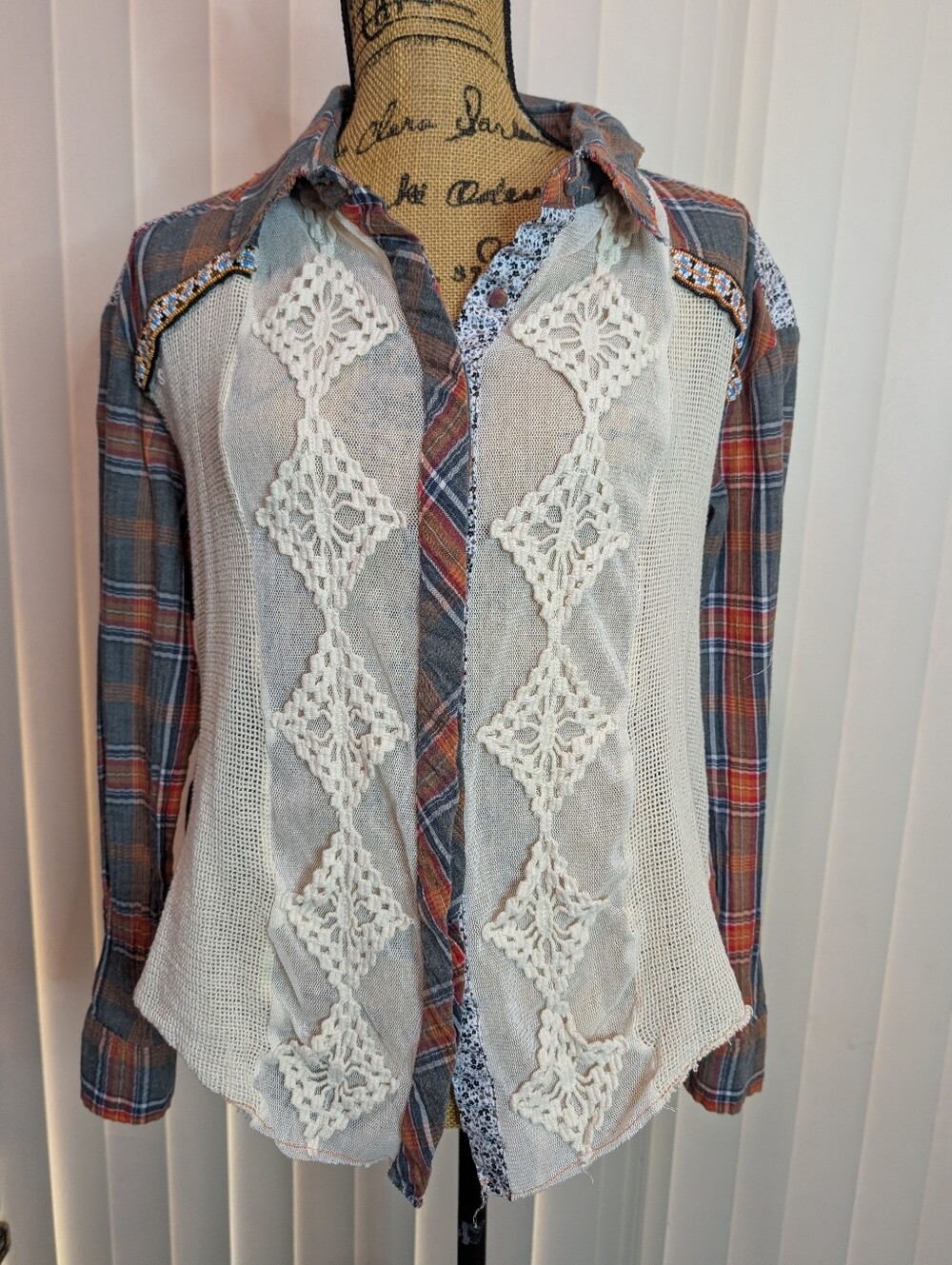 BKE Multimedia Button Down Blouse